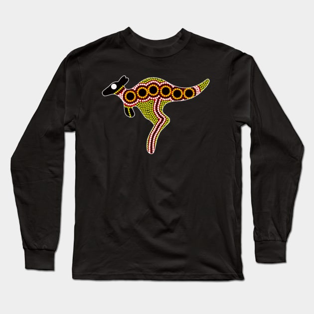 Aboriginal Art Kangaroo Long Sleeve T-Shirt by hogartharts